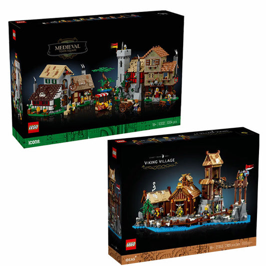 LEGO® 10332 Icon Medieval Town Square 21343 Ideas Viking Village Bundle