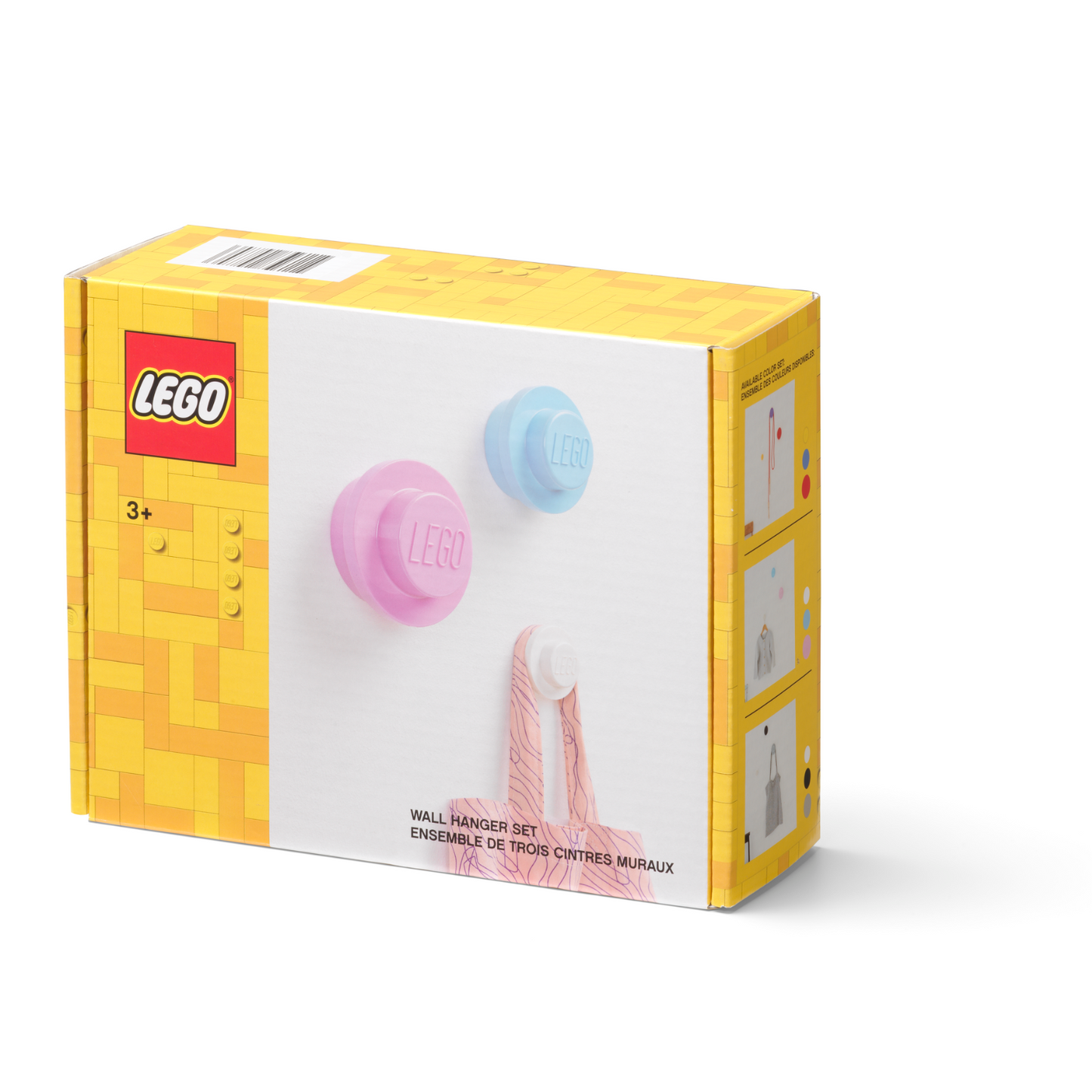 LEGO® Wall Hanger Set of 3 - White, Light Blue & Pink