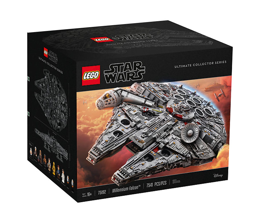 LEGO® 75192 Star Wars_ Millennium Falcon + New Display case (Black Base) with Brackground Bundle (Set of 2)