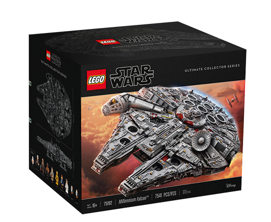 LEGO® 75192 Star Wars_ Millennium Falcon + New Display case (Black Base) with Brackground Bundle (Set of 2)