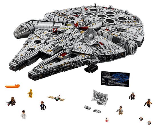 LEGO® 75192 Star Wars_ Millennium Falcon + New Display case (Black Base) with Brackground Bundle (Set of 2)